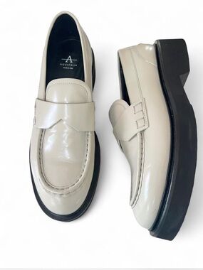 Aquatalia Leather Cream Marice Loafers Size 9